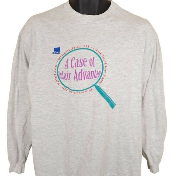 Vintage 3Com Etherlink III T Shirt Mens Size Large Gray 90s Tech Made In USA - Picture 1 of 7